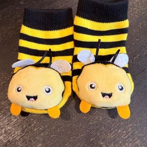 Bee-Themed Yellow and Black Baby Walker Rattle Socks